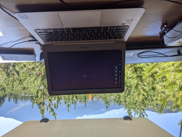 Nature view from the window directly above my desk in the RV